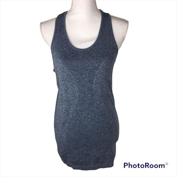 ZYIA Heathered Blue Copper Charged Tank Top Sz M Navy Workout Athletic Exercise - Picture 1 of 15
